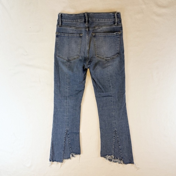 FRAME Denim Size 26 Le Crop Mini Boot Fox Blue Jeans Mid Rise Frayed Hi Lo Hem - Picture 15 of 16